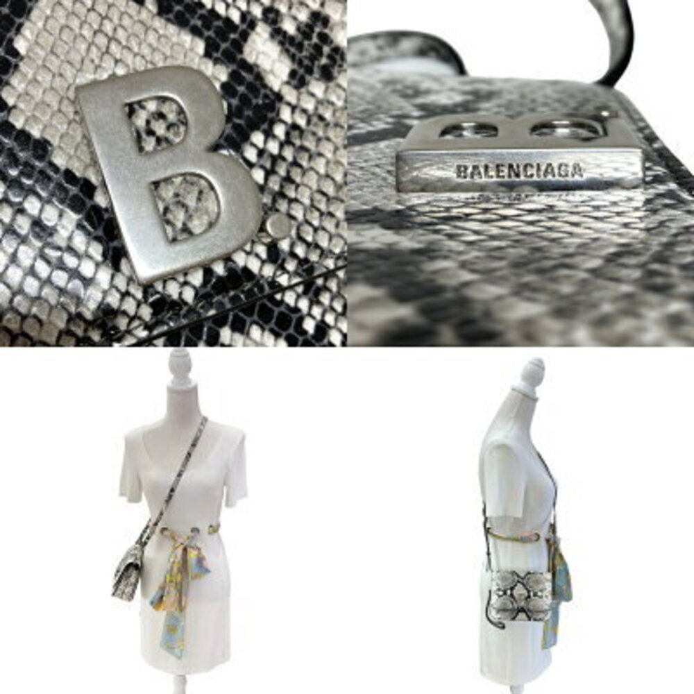 BALENCIAGA Python Shoulder Bag White Black Pawnshop - Picture 7 of 8